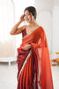 Wine Red Organza Silk Saree Designer Gold Lace Border Matching Blouse