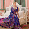 Royal Blue Traditional Banarasi Silk Saree with Multi-Color Intricate Festive Wear