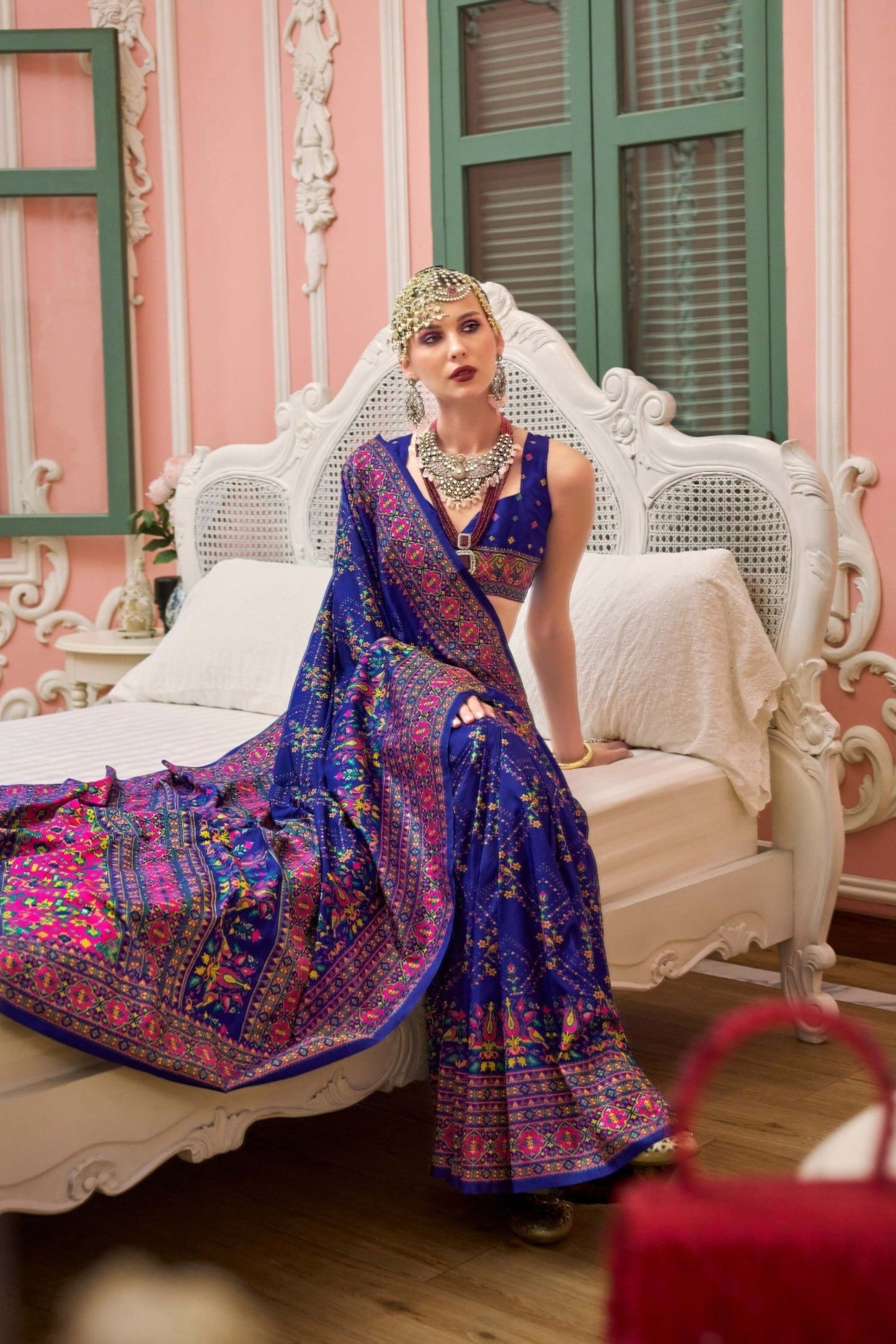 Royal Blue Traditional Banarasi Silk Saree with Multi-Color Intricate Festive Wear