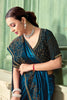 Teal Blue Black Embroidered Silk Saree with Designer Blouse