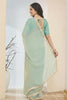Mint Green Designer Saree Multicolor Embroidered Border Ready To Wear