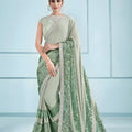 Sage Green Embroidered Georgette Saree with Designer Blouse 