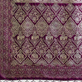 Luxury Wine Purple Banarasi Silk Saree Rich Gold Zari Weaving Traditional Motifs