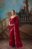 Wine Red Embroidered Silk Saree with Zari Work Festive Wear