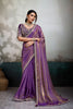 Luxury Purple Soft Silk Saree Heavy Embroidered Designer Blouse Zari Border 