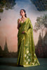 Olive Green Silk Saree with Zari Polka Dot Weaving Designer Saree