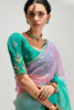 Sea Green Lavender Ombre Organza Saree with Designer Blouse