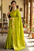  Lime Green Kanjivaram Silk Saree Gold Zari Border Motif Pallu