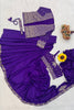 Purple Designer Saree Heavy Golden Embroidered Jacket Border