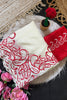 Elegant White Organza Saree with Red Embroidered Border