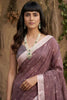 Dusty Mauve Cotton Linen Saree and Woven Motifs Silver Zari Border