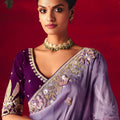 Designer Lavender Silk Saree with Heavy Embroidery Border
