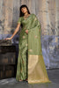 Premium Olive Green Banarasi Silk Saree with Rich Zari Woven Pallu
