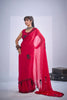 Rani Pink Organza Saree Black Embroidery Designer Party Wear Saree