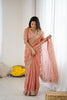 Elegant Peach Pink Organza Silk Saree with Heavy Designer Blouse