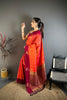 Orange and Magenta Banarasi Silk Saree with Rich Zari Weaving Saree
