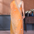 Mustard Yellow Embroidered Organza Silk Saree Designer Border