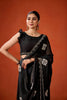 Black Embroidered Georgette Saree Floral Motifs Designer Border