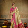 Exquisite Golden Tissue Paithani Silk Saree with Zari Weaving for Women