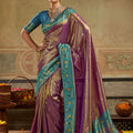 Majestic Purple Tissue Paithani Silk Saree Zari Weaving for Women