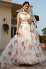 Exquisite White Floral Printed Organza Silk Designer Lehenga Choli with Dupatta