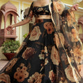 Enchanting Black Organza Floral Digital Printed Designer Lehenga Choli with Dupatta