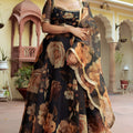 Enchanting Black Organza Floral Digital Printed Designer Lehenga Choli with Dupatta
