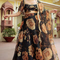 Enchanting Black Organza Floral Digital Printed Designer Lehenga Choli with Dupatta