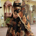 Enchanting Black Organza Floral Digital Printed Designer Lehenga Choli with Dupatta