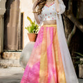 Radiant White Multicolor Organza Digital Printed Designer Lehenga Choli with Dupatta