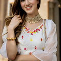 Radiant White Multicolor Organza Digital Printed Designer Lehenga Choli with Dupatta