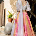 Radiant White Multicolor Organza Digital Printed Designer Lehenga Choli with Dupatta