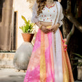Radiant White Multicolor Organza Digital Printed Designer Lehenga Choli with Dupatta