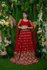 Elegant Red Embroidered Georgette Lehenga Choli with Cape Sleeves for Wedding