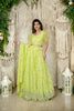 Fancy Lime Green Embellished Georgette Lehenga Choli with Puff Sleeves and Dupatta for Wedding