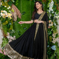 Stylish Black Embellished Georgette Lehenga Choli with Dupatta for Wedding