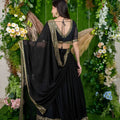 Stylish Black Embellished Georgette Lehenga Choli with Dupatta for Wedding