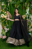 Stylish Black Embellished Georgette Lehenga Choli with Dupatta for Wedding