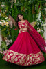 Superb Rani Pink Embroidered Georgette Lehenga Choli with Dupatta for Wedding