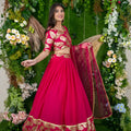 Superb Rani Pink Embroidered Georgette Lehenga Choli with Dupatta for Wedding