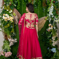 Superb Rani Pink Embroidered Georgette Lehenga Choli with Dupatta for Wedding