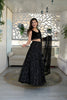 Trendy Black Embellished Velvet Lehenga Choli with Dupatta for Wedding