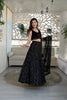Trendy Black Embellished Velvet Lehenga Choli with Dupatta for Wedding