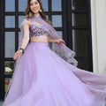 Elegant Lavender Organza Designer Lehenga Choli with Embroidered Work and Dupatta
