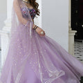 Elegant Lavender Organza Designer Lehenga Choli with Embroidered Work and Dupatta