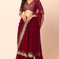 Stunning Red Georgette Embroidered Wedding Lehenga Choli with Dupatta