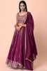 Royal Wine Georgette Embroidered Party Wear Lehenga Choli with Dupatta