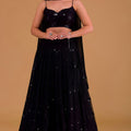 Elegant Black Georgette Embroidered Party Wear Lehenga Choli with Dupatta