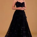 Elegant Black Georgette Embroidered Party Wear Lehenga Choli with Dupatta