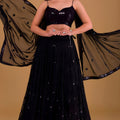 Elegant Black Georgette Embroidered Party Wear Lehenga Choli with Dupatta